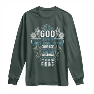 Christian Motorcycle Rider Long Sleeve Shirt God Grant Me The Serenity To Accept The Things I Cannot Change TS09 Dark Forest Green Print Your Wear