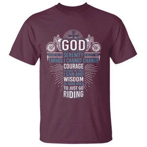 Christian Motorcycle Rider T Shirt God Grant Me The Serenity To Accept The Things I Cannot Change TS09 Maroon Print Your Wear