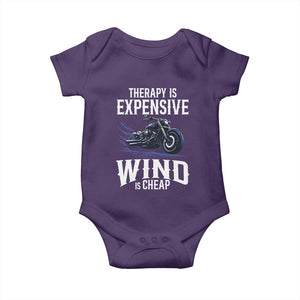 Motorcycle Rider Baby Onesie Therapy Is Expensive Wind Is Cheap TS09 Purple Print Your Wear