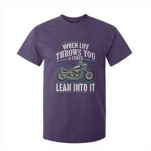 Motorcycle Rider T Shirt For Kid When Life Throws You A Curve Lean Into It TS09 Purple Print Your Wear