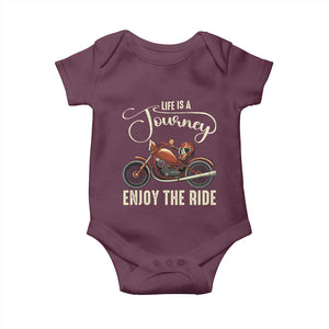 Motorcycle Rider Baby Onesie Lifes A Journey Enjoy The Ride Biker TS09 Maroon Print Your Wear