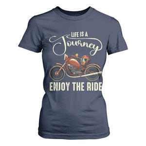 Motorcycle Rider T Shirt For Women Lifes A Journey Enjoy The Ride Biker TS09 Navy Print Your Wear