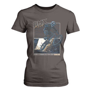 BMX Kid T Shirt For Women Like A Regular Kid But Cooler Cyclist Bicycle TS09 Dark Chocolate Print Your Wear