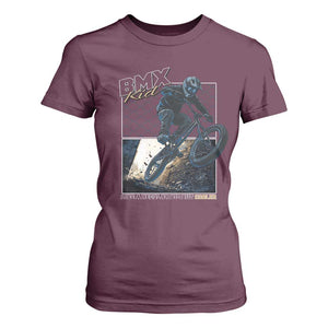 BMX Kid T Shirt For Women Like A Regular Kid But Cooler Cyclist Bicycle TS09 Maroon Print Your Wear