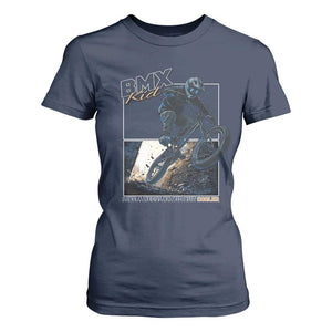 BMX Kid T Shirt For Women Like A Regular Kid But Cooler Cyclist Bicycle TS09 Navy Print Your Wear