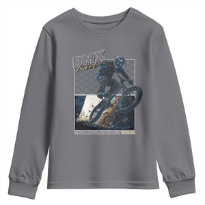 BMX Kid Youth Sweatshirt Like A Regular Kid But Cooler Cyclist Bicycle TS09 Charcoal Print Your Wear