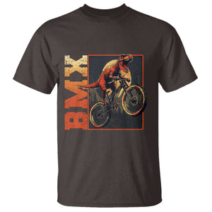 BMX Cyclist Bicycle T Shirt Funny Dinosaur Riding TS09 Dark Chocolate Print Your Wear