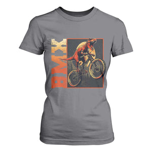 BMX Cyclist Bicycle T Shirt For Women Funny Dinosaur Riding TS09 Charcoal Print Your Wear