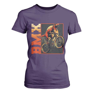 BMX Cyclist Bicycle T Shirt For Women Funny Dinosaur Riding TS09 Purple Print Your Wear