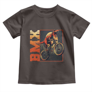 BMX Cyclist Bicycle Toddler T Shirt Funny Dinosaur Riding TS09 Dark Chocolate Print Your Wear