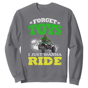 Funny Quad Bike Kid Sweatshirt Forget Toys I Just Wanna Ride TS09 Charcoal Print Your Wear