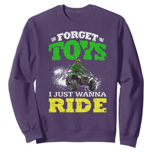 Funny Quad Bike Kid Sweatshirt Forget Toys I Just Wanna Ride TS09 Purple Print Your Wear