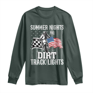 Dirt Bike Long Sleeve Shirt Summer Nights Dirt Track Lights Racing TS09 Dark Forest Green Print Your Wear