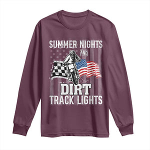 Dirt Bike Long Sleeve Shirt Summer Nights Dirt Track Lights Racing TS09 Maroon Print Your Wear