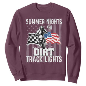 Dirt Bike Sweatshirt Summer Nights Dirt Track Lights Racing TS09 Maroon Print Your Wear