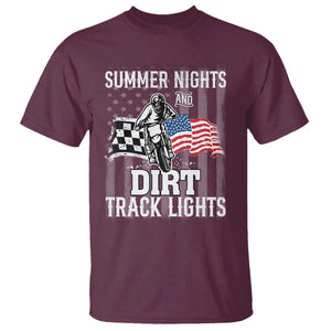 Dirt Bike T Shirt Summer Nights Dirt Track Lights Racing TS09 Maroon Print Your Wear
