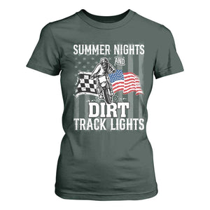 Dirt Bike T Shirt For Women Summer Nights Dirt Track Lights Racing TS09 Dark Forest Green Print Your Wear