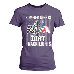 Dirt Bike T Shirt For Women Summer Nights Dirt Track Lights Racing TS09 Purple Print Your Wear