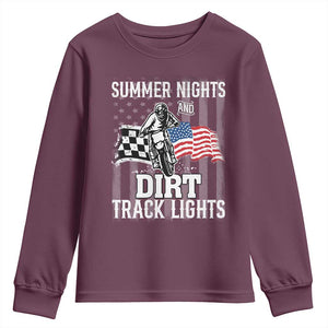 Dirt Bike Youth Sweatshirt Summer Nights Dirt Track Lights Racing TS09 Maroon Print Your Wear