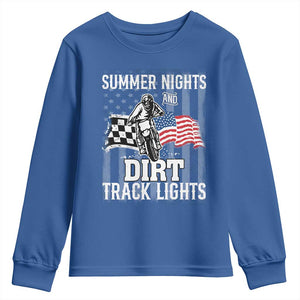 Dirt Bike Youth Sweatshirt Summer Nights Dirt Track Lights Racing TS09 Royal Blue Print Your Wear