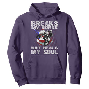 Dirt Bike Hoodie Breaks My Bones But Heals My Soul TS09 Purple Print Your Wear