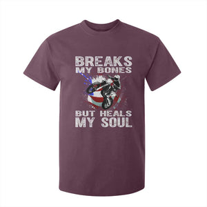 Dirt Bike T Shirt For Kid Breaks My Bones But Heals My Soul TS09 Maroon Print Your Wear