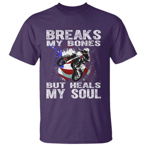 Dirt Bike T Shirt Breaks My Bones But Heals My Soul TS09 Purple Print Your Wear