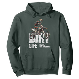 Dirt Bike Hoodie Dirt Life Living For The Ride TS09 Dark Forest Green Print Your Wear