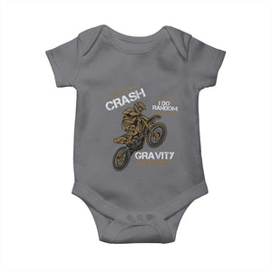 Dirt Bike Baby Onesie I Don't Crash I Do Random Gravity Checks TS09 Charcoal Print Your Wear