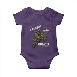 Dirt Bike Baby Onesie I Don't Crash I Do Random Gravity Checks TS09 Purple Print Your Wear