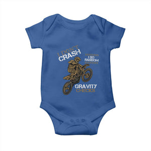 Dirt Bike Baby Onesie I Don't Crash I Do Random Gravity Checks TS09 Royal Blue Print Your Wear
