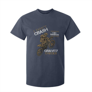 Dirt Bike T Shirt For Kid I Don't Crash I Do Random Gravity Checks TS09 Navy Print Your Wear