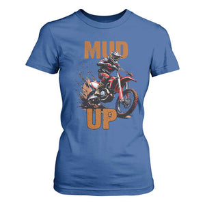 Dirt Bike Mud Up T Shirt For Women TS09 Royal Blue Print Your Wear