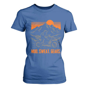 Mud Sweat Gears Dirt Bike T Shirt For Women TS09 Royal Blue Print Your Wear
