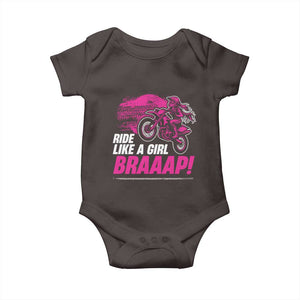 Dirt Bike Girl Baby Onesie Braaap Like A Girl TS09 Dark Chocolate Print Your Wear