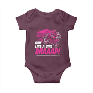 Dirt Bike Girl Baby Onesie Braaap Like A Girl TS09 Maroon Print Your Wear