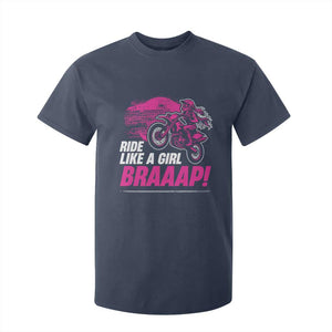Dirt Bike Girl T Shirt For Kid Braaap Like A Girl TS09 Navy Print Your Wear