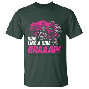 Dirt Bike Girl T Shirt Braaap Like A Girl TS09 Dark Forest Green Print Your Wear
