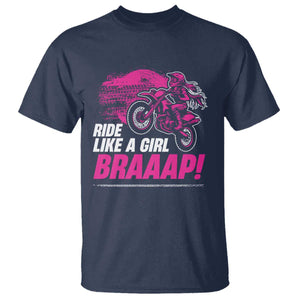 Dirt Bike Girl T Shirt Braaap Like A Girl TS09 Navy Print Your Wear