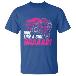 Dirt Bike Girl T Shirt Braaap Like A Girl TS09 Royal Blue Print Your Wear