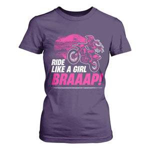 Dirt Bike Girl T Shirt For Women Braaap Like A Girl TS09 Purple Print Your Wear