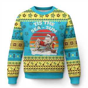 Tropical Xmas Ugly Christmas Sweater Tis The Sea Sun Santa At The Beach TS09 Hawaii Print Your Wear