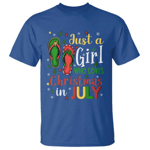 Just A Girl Who Loves Christmas In July T Shirt TS09 Royal Blue Print Your Wear