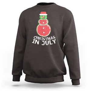 Funny Christmas In July Watermelon Summer Snowman Sweatshirt TS09 Dark Chocolate Print Your Wear