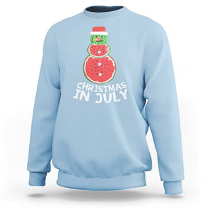 Funny Christmas In July Watermelon Summer Snowman Sweatshirt TS09 Light Blue Print Your Wear
