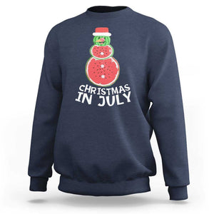 Funny Christmas In July Watermelon Summer Snowman Sweatshirt TS09 Navy Print Your Wear