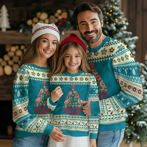 Funny Tropical Xmas Ugly Christmas Sweater Watermelon Summer Christmas Tree TS09 Teal Print Your Wear