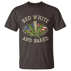Funny Marijuana 4th Of July T Shirt Red White and Baked Patriotic Weed TS09 Dark Chocolate Print Your Wear