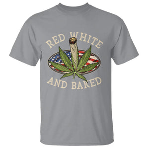 Funny Marijuana 4th Of July T Shirt Red White and Baked Patriotic Weed TS09 Sport Gray Print Your Wear