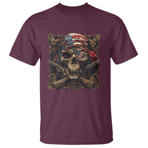 Funny Pirate 4th Of July T Shirt Patriotic America Flag Skull TS09 Maroon Print Your Wear